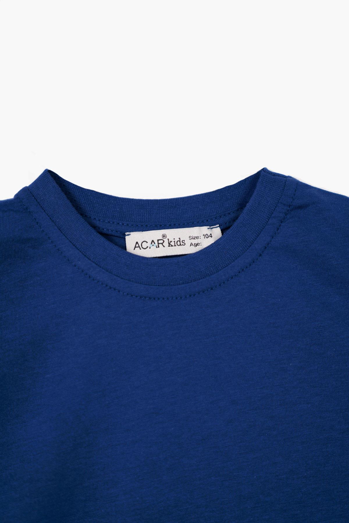 Bisiklet Yaka Lacivert Renk Erkek Çocuk Tshirt