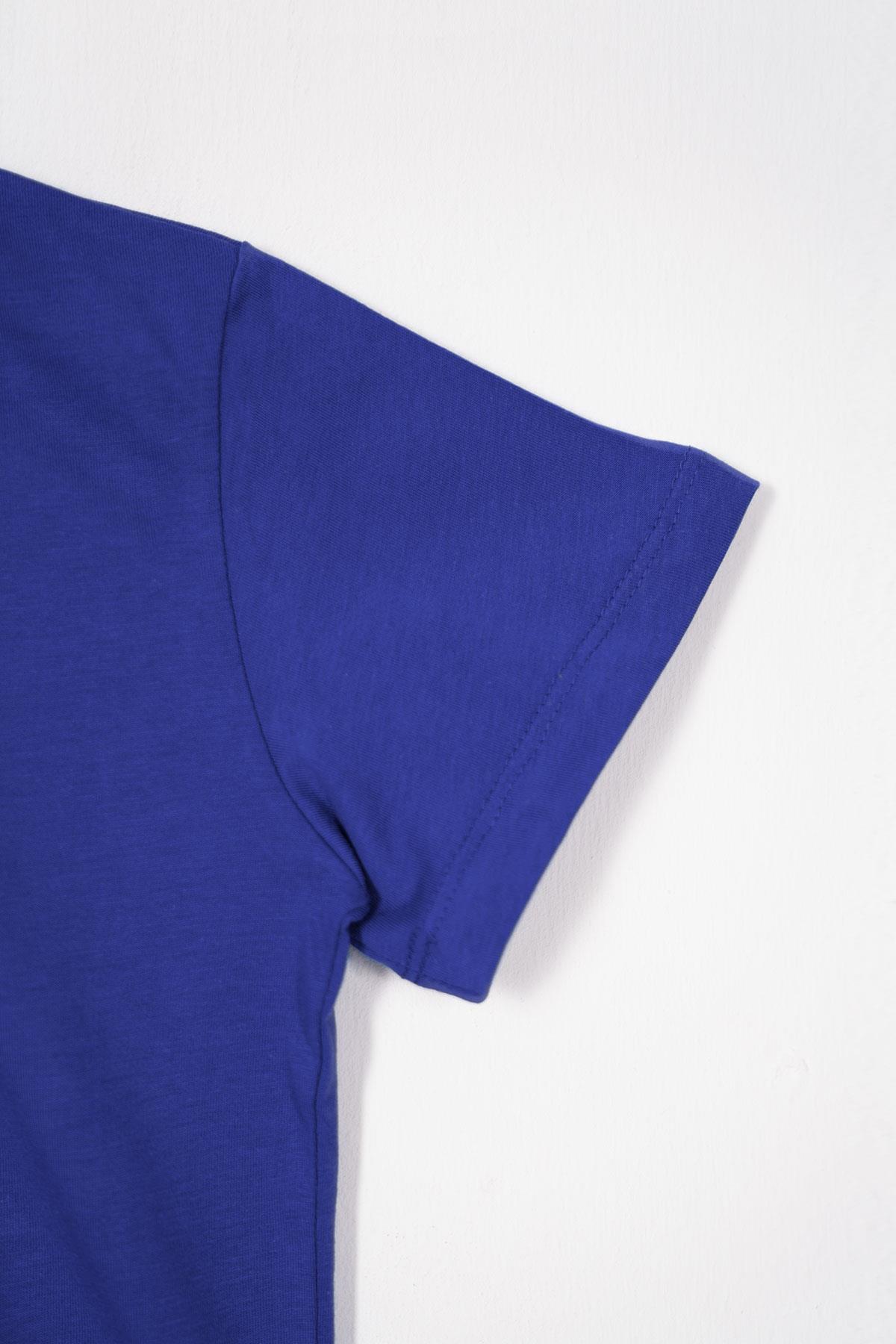 Bisiklet Yaka Saks Renk Erkek Çocuk Tshirt