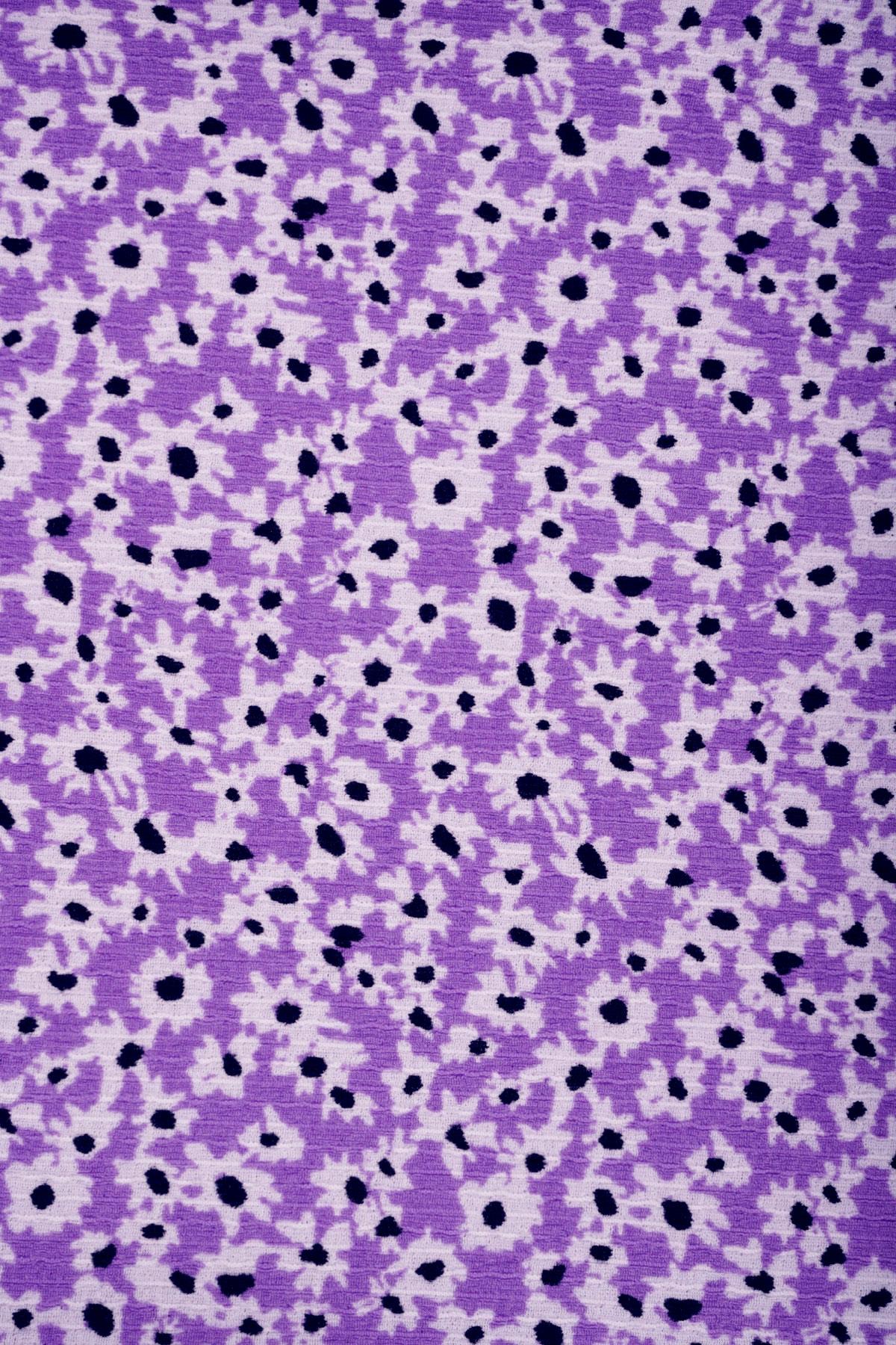 Bisiklet Yaka Sıfır Kol Çiçek Desenli Katlı Şapka Aksesuarlı Siyah Lila Renk Kız Çocuk Elbise