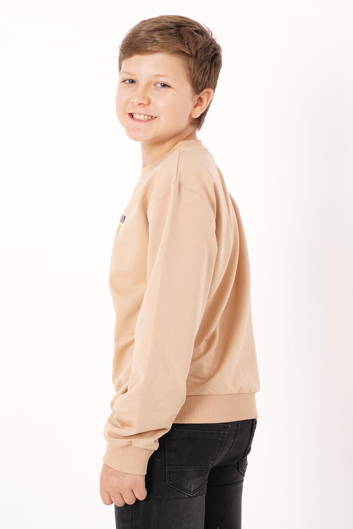 Gaming Baskılı Camel Renk Erkek Çocuk Sweatshirt