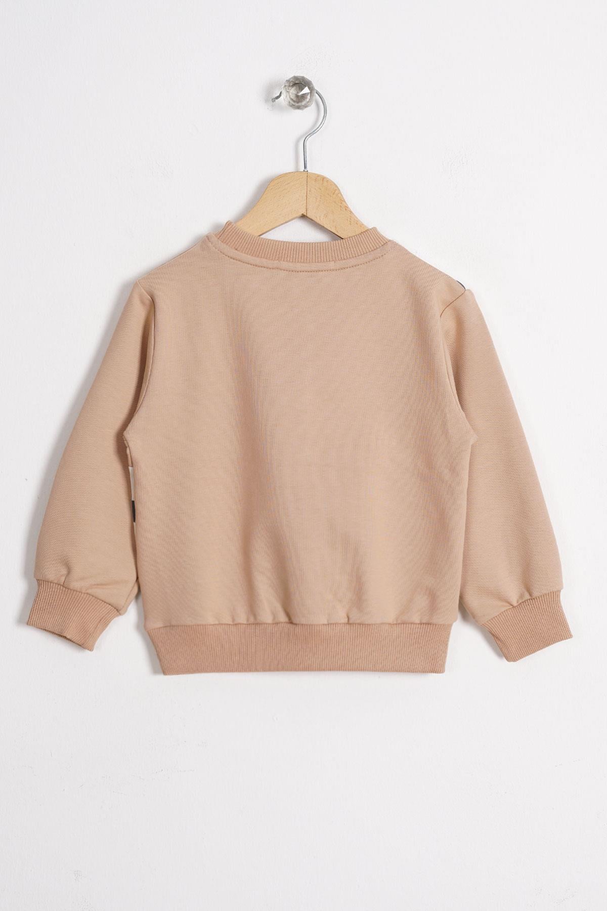 Hayvan Figürlü Vizon Renk Erkek Çocuk Sweatshirt