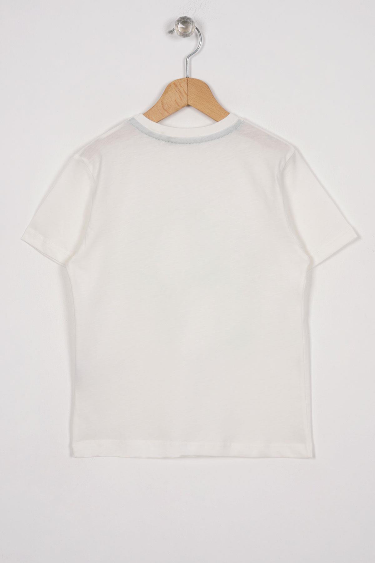 Oyun Konsolu Baskılı Oversize Ekru Renk Erkek Çocuk Tshirt