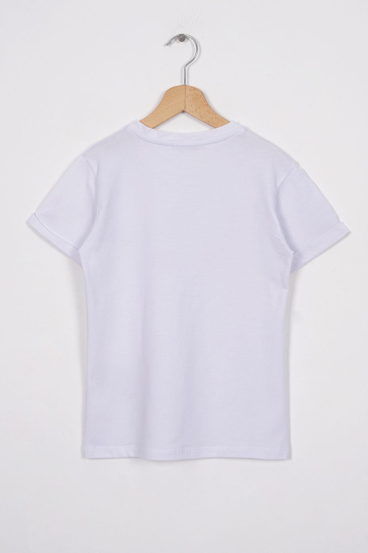 Smile Baskılı Beyaz Renk Kız Çocuk Tshirt