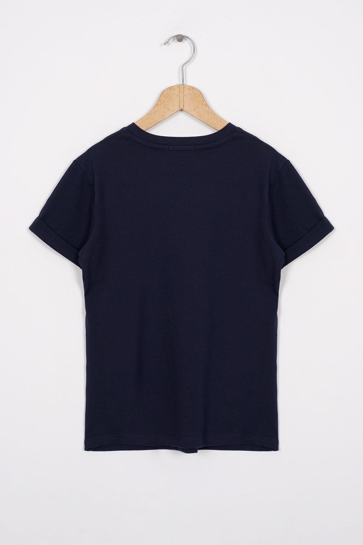 Smile Baskılı Lacivert Renk Kız Çocuk Tshirt