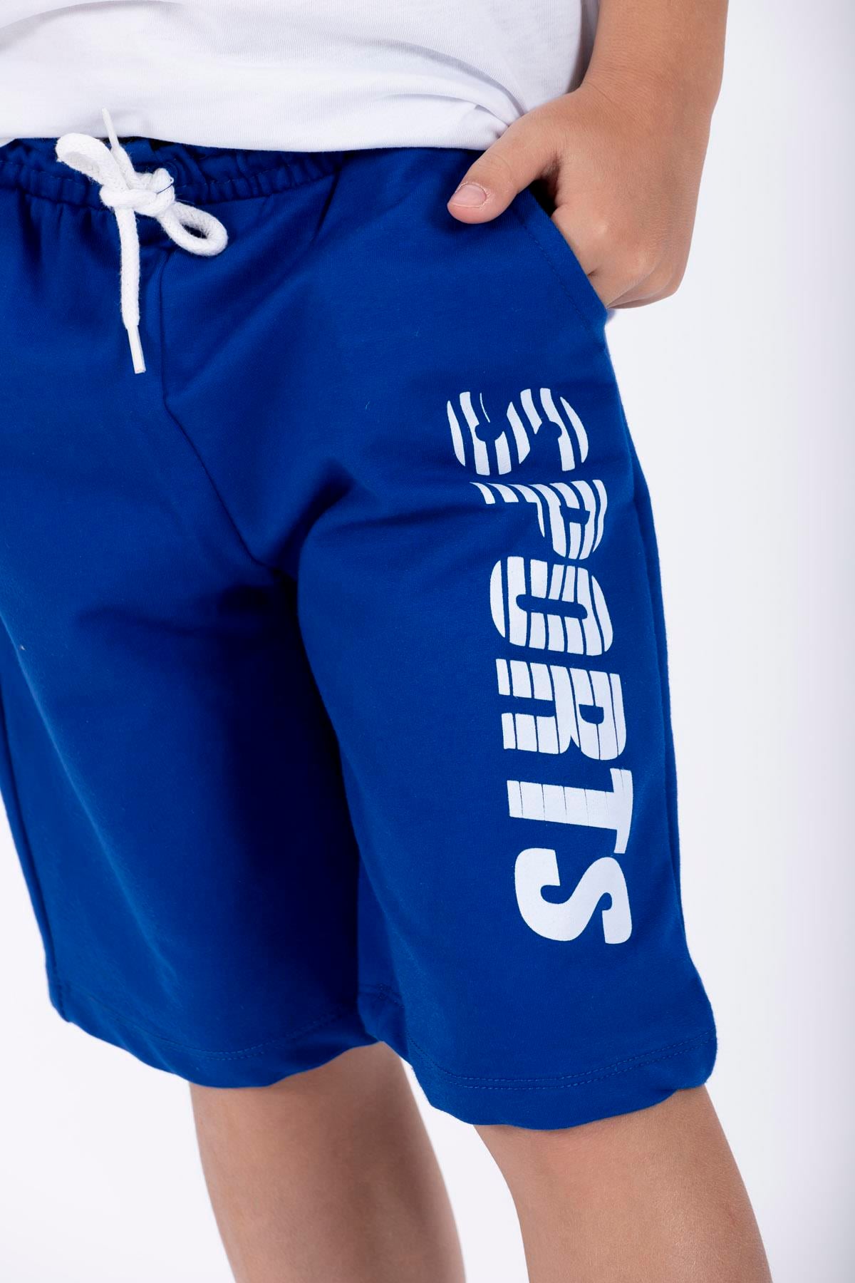 Sports Baskılı Saks Renk Erkek Çocuk Kapri