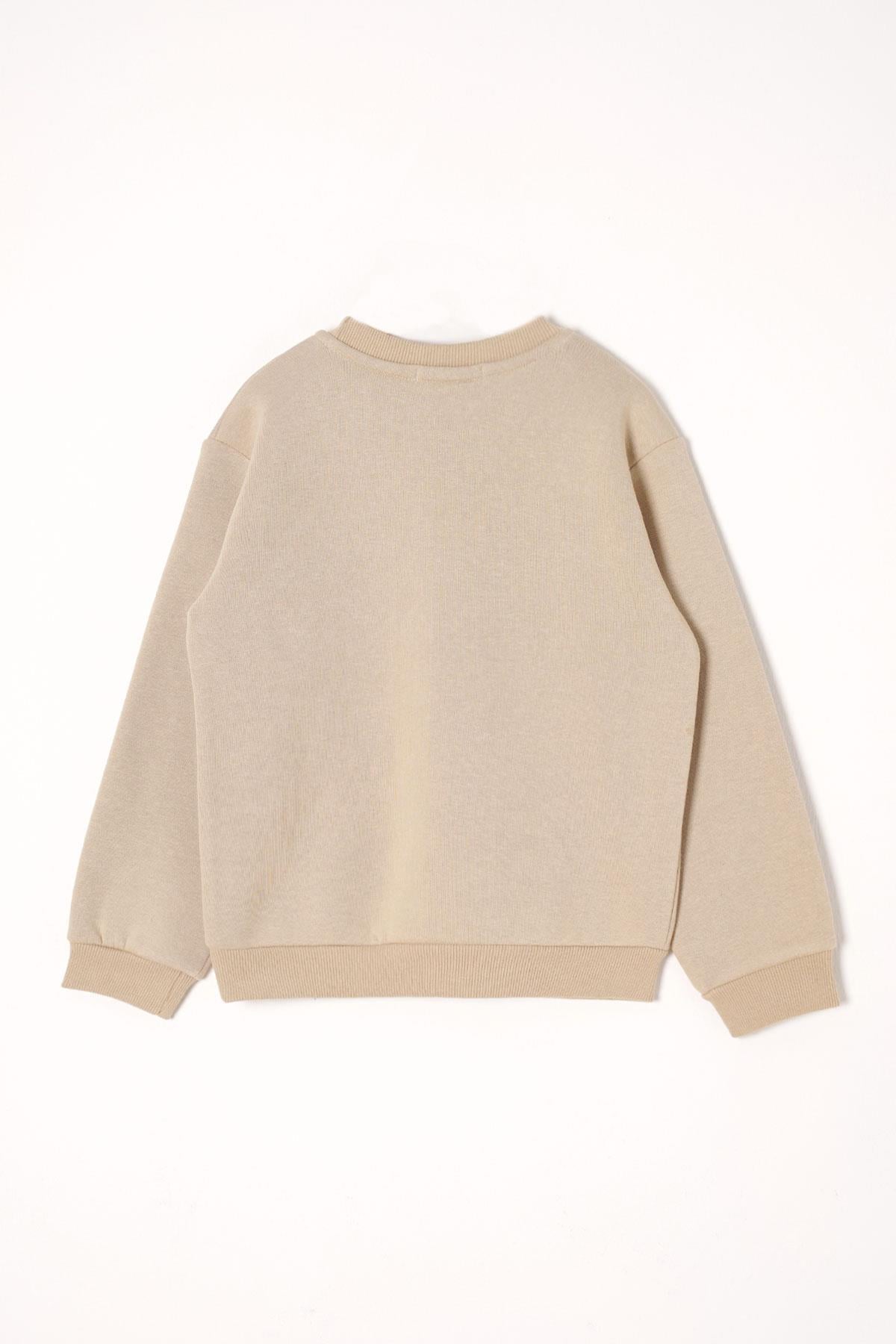 Ac Nakışlı Şardonlu Bej Renk Erkek Çocuk Sweat