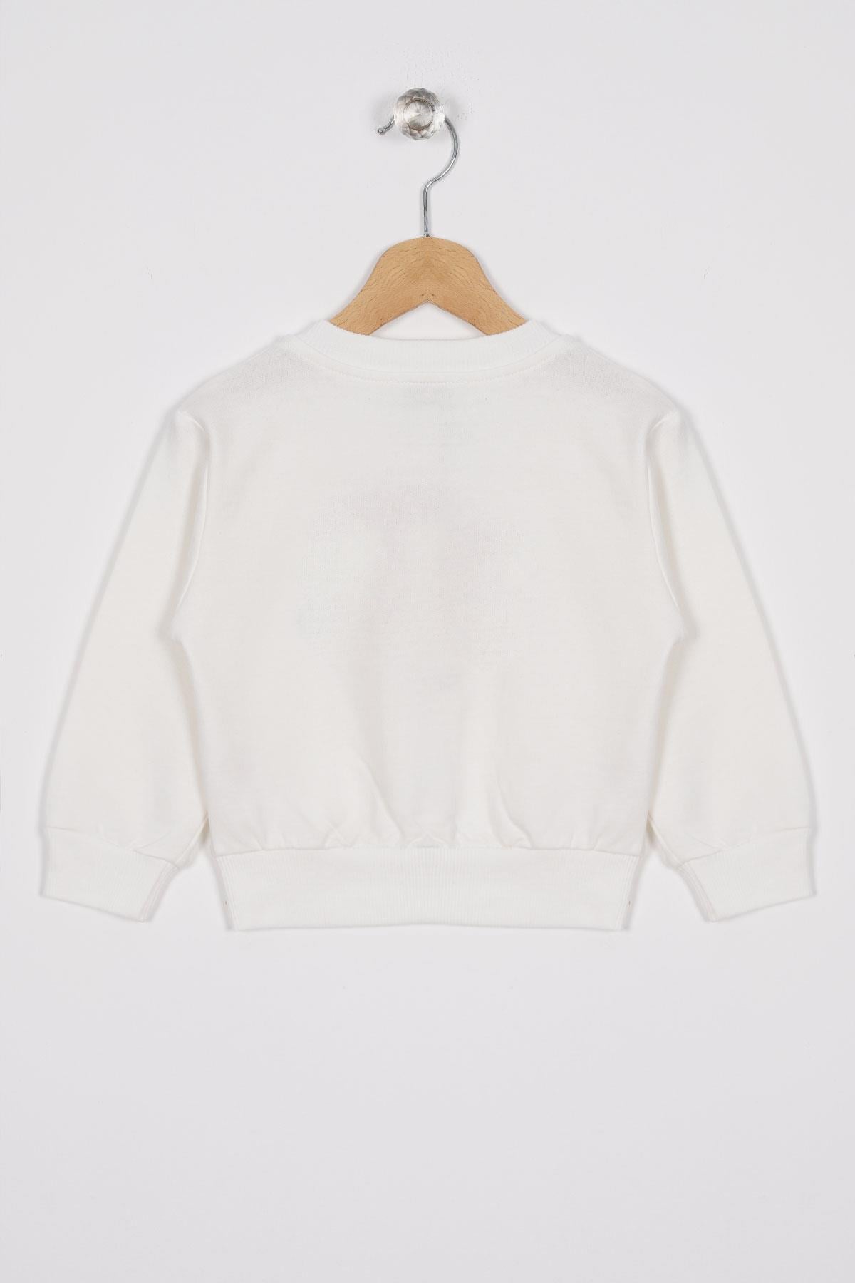 Basket Topu Nakışlı Ekru Renk Erkek Çocuk Sweatshirt