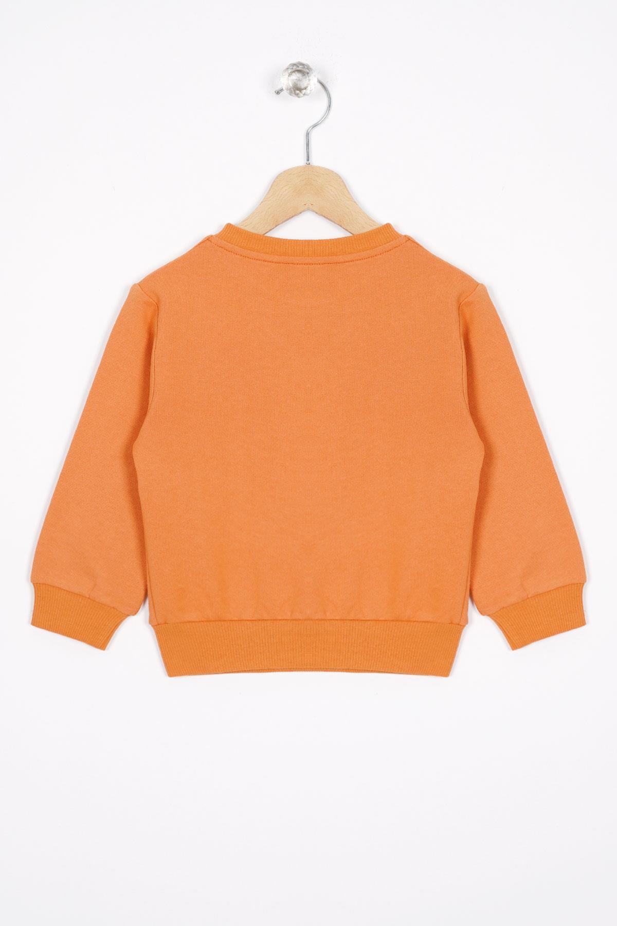 Basket Topu Nakışlı Kiremit Renk Erkek Çocuk Sweatshirt