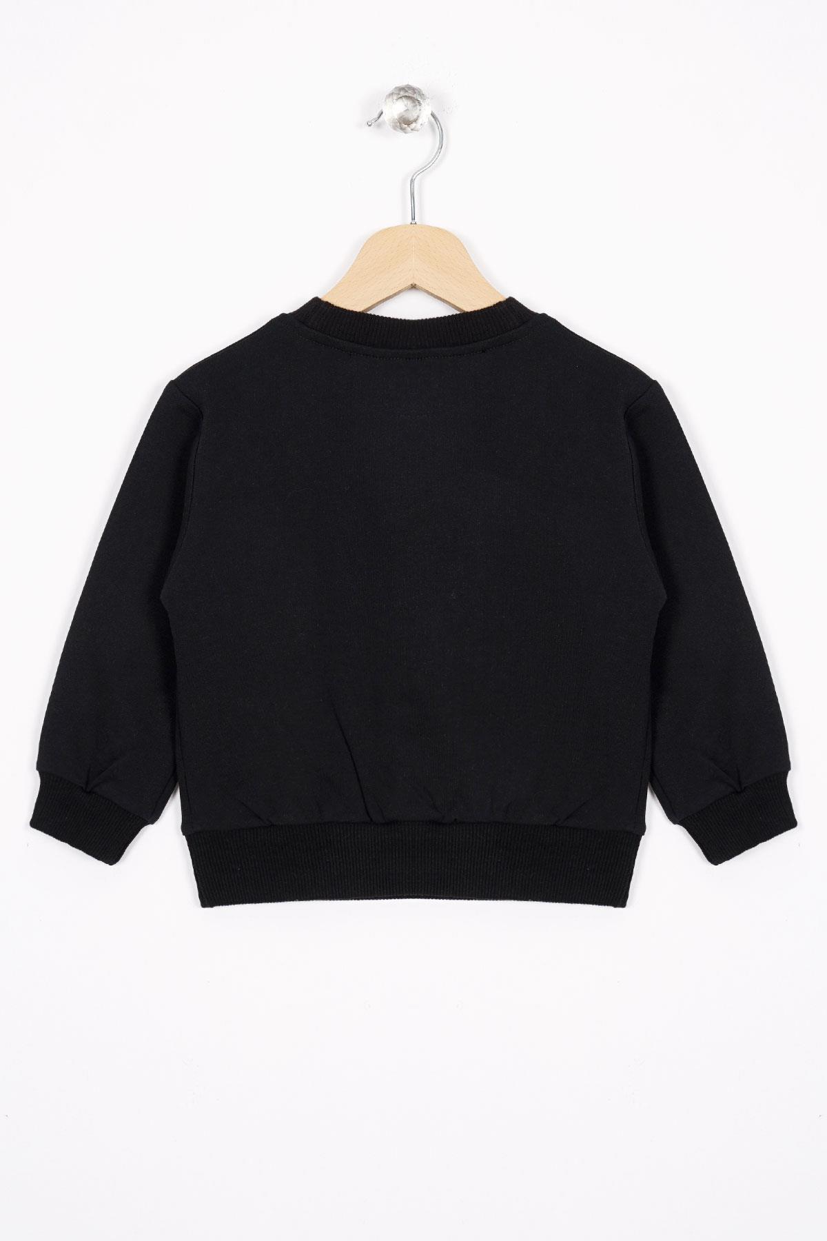 Basket Topu Nakışlı Siyah Renk Erkek Çocuk Sweatshirt