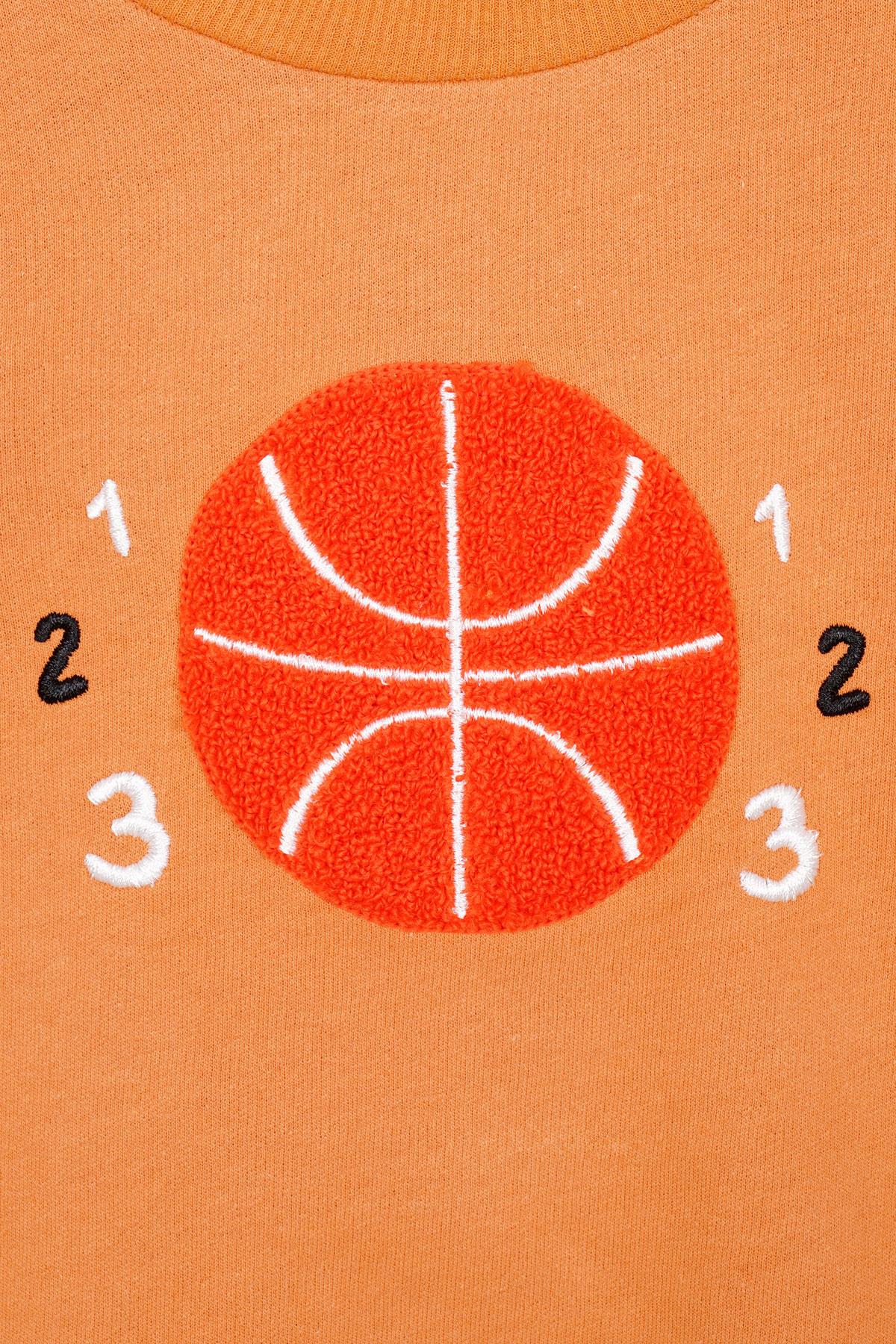 Basket Topu Nakışlı Kiremit Renk Erkek Çocuk Sweatshirt