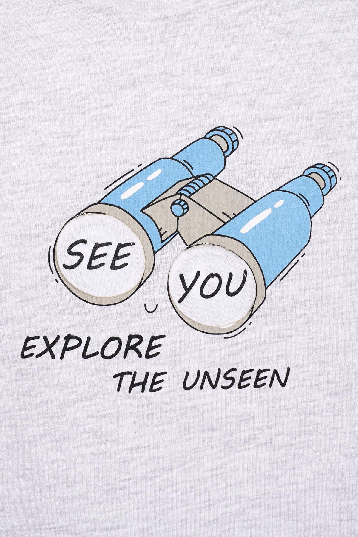 See You Baskılı Taş Renk Erkek Çocuk Tshirt