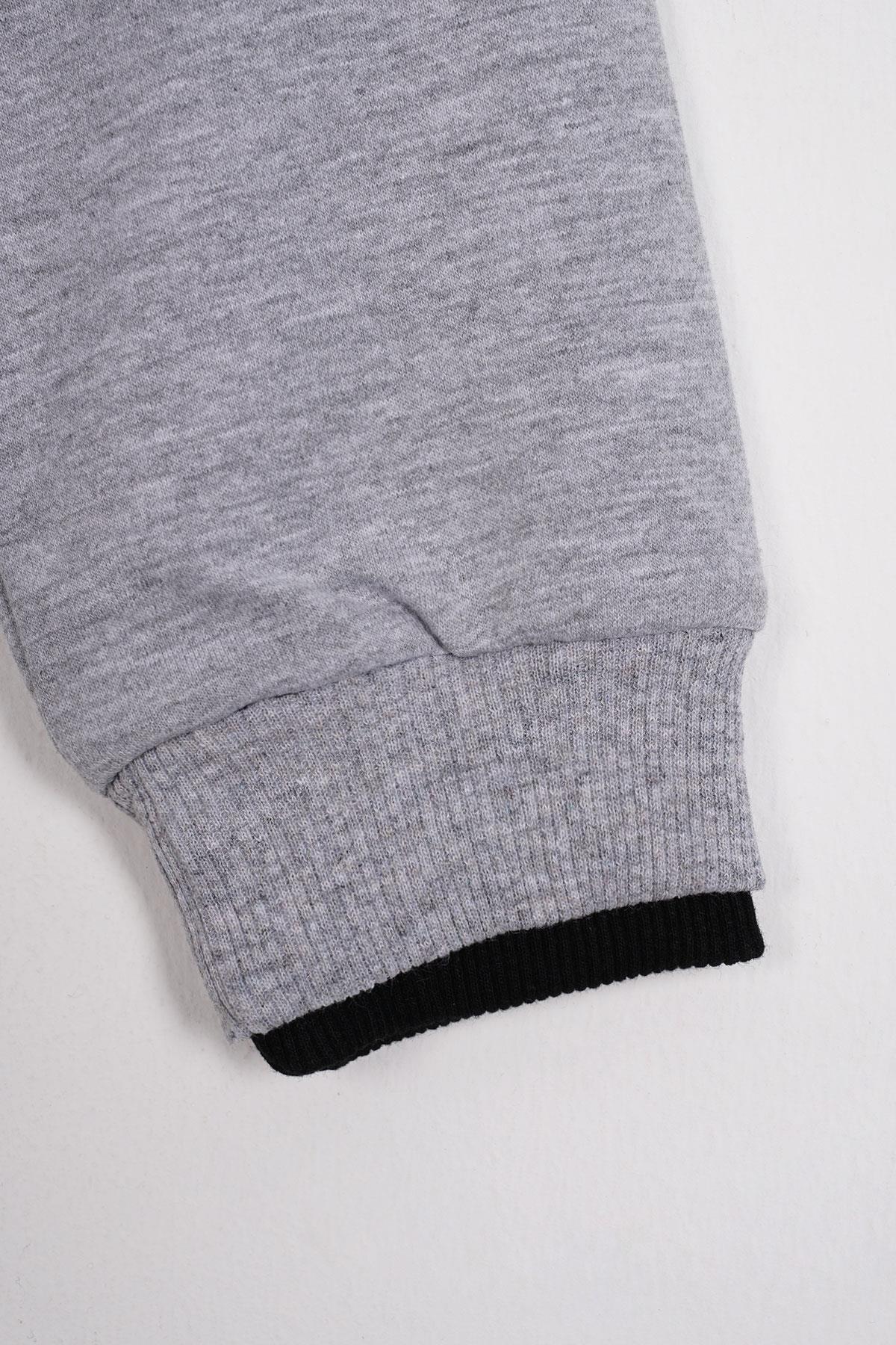 Yakası Kaşkorse Detaylı Gri Renk Erkek Çocuk Sweatshirt