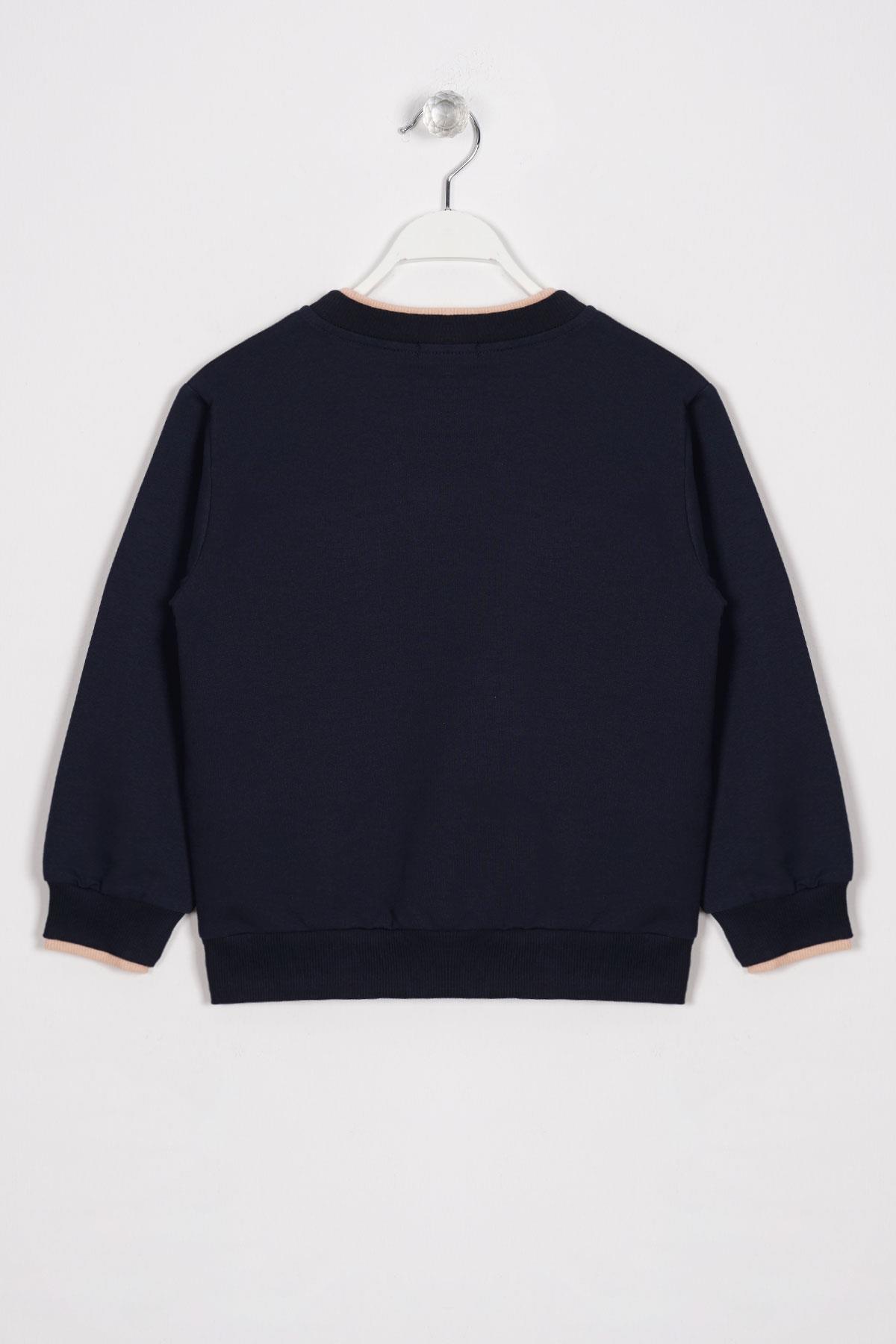 Yakası Kaşkorse Detaylı Lacivert Renk Erkek Çocuk Sweatshirt