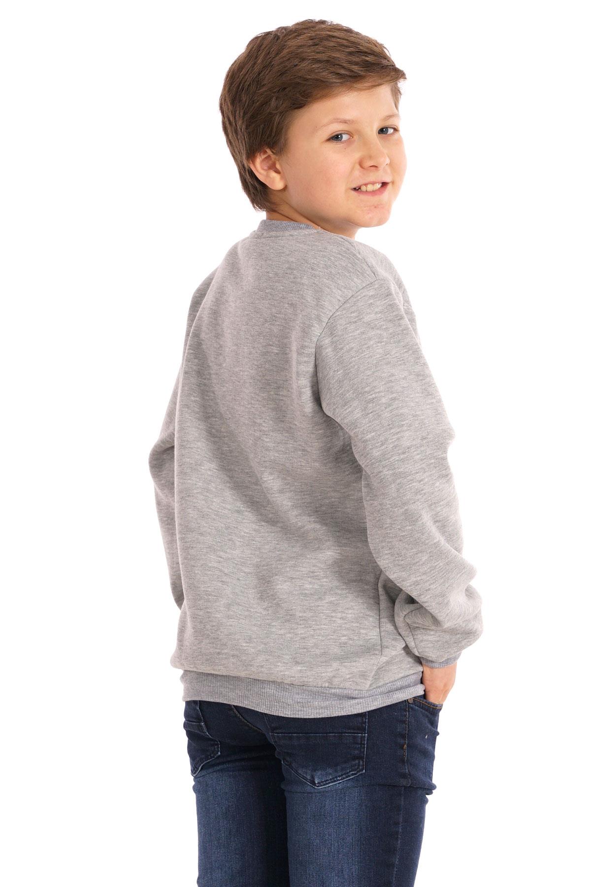 Ayıcık Baskılı Gri Renk Erkek Çocuk Sweat