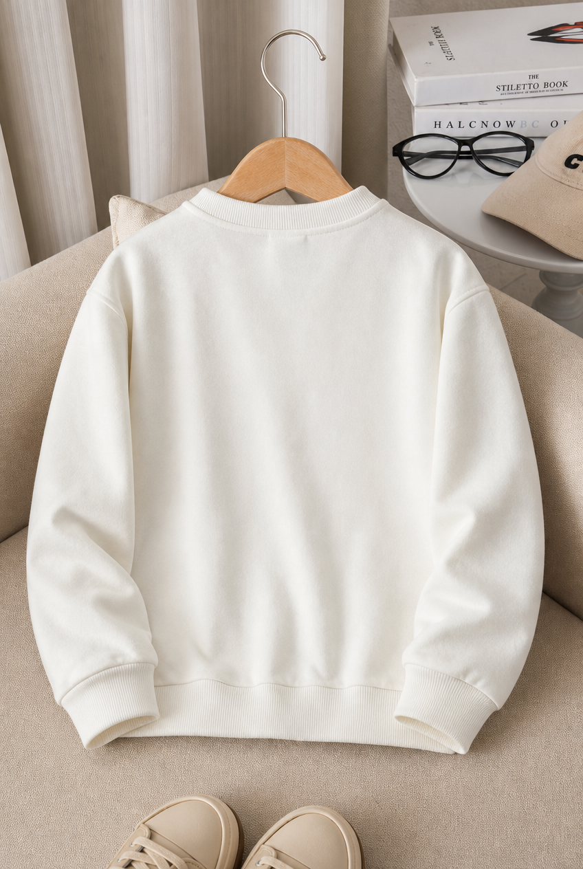 Çocuk Ekru California 98 Baskılı Bisiklet Yaka Uzun Kollu Sweatshirt