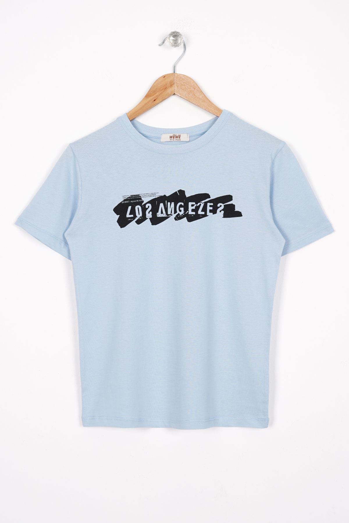 Los Angeles Baskılı Mavi Renk Erkek Çocuk Tshirt