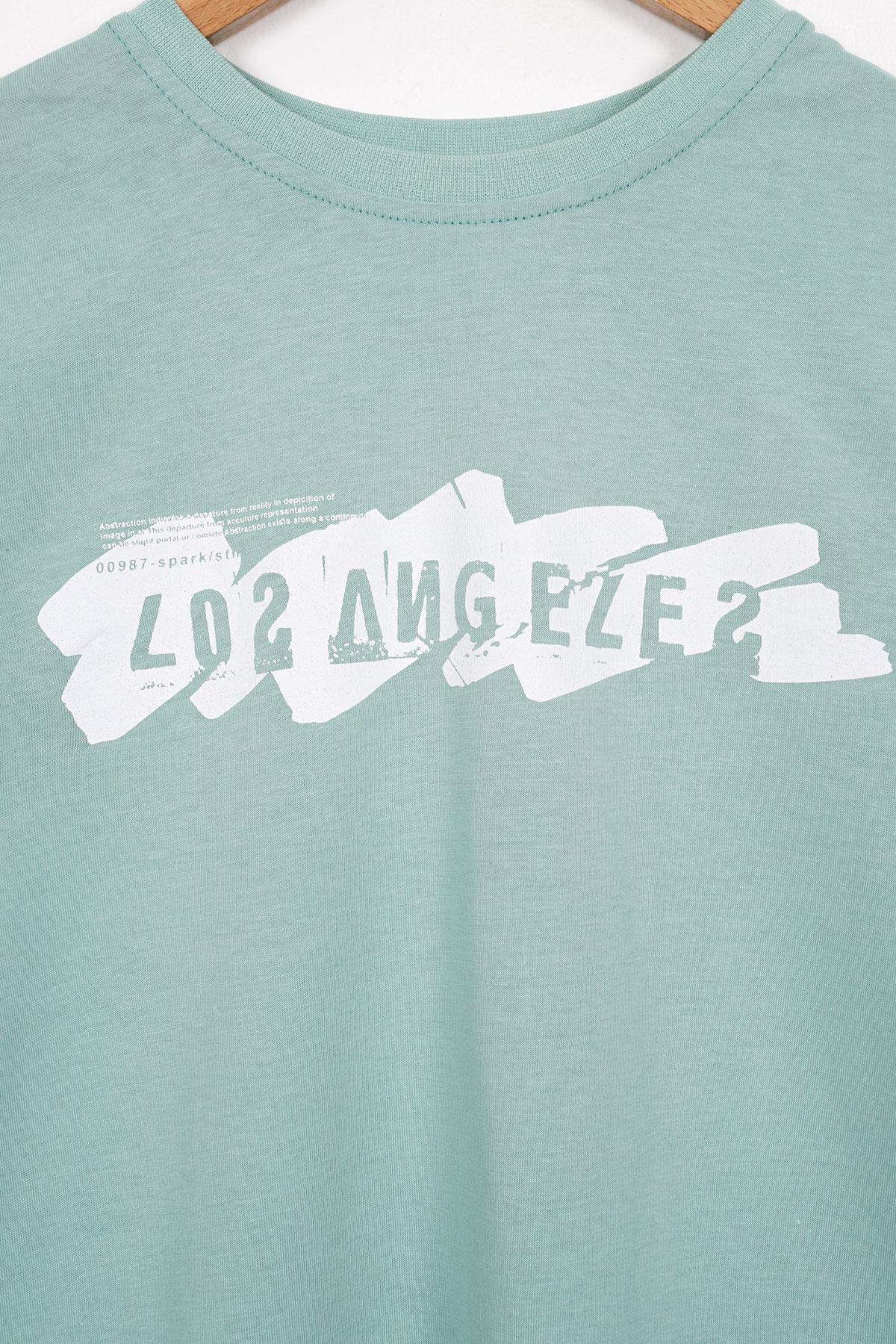 Los Angeles Baskılı Çağla Yeşili Renk Erkek Çocuk Tshirt