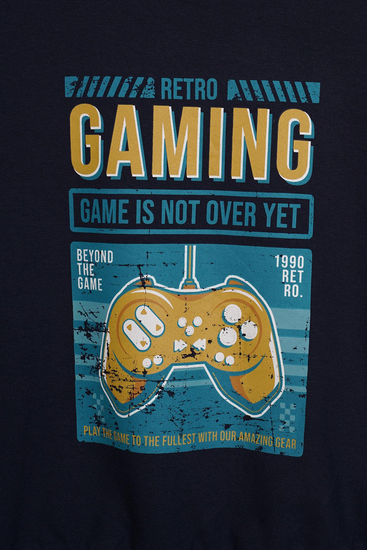 Gaming Baskılı Lacivert Renk Erkek Çocuk Sweatshirt