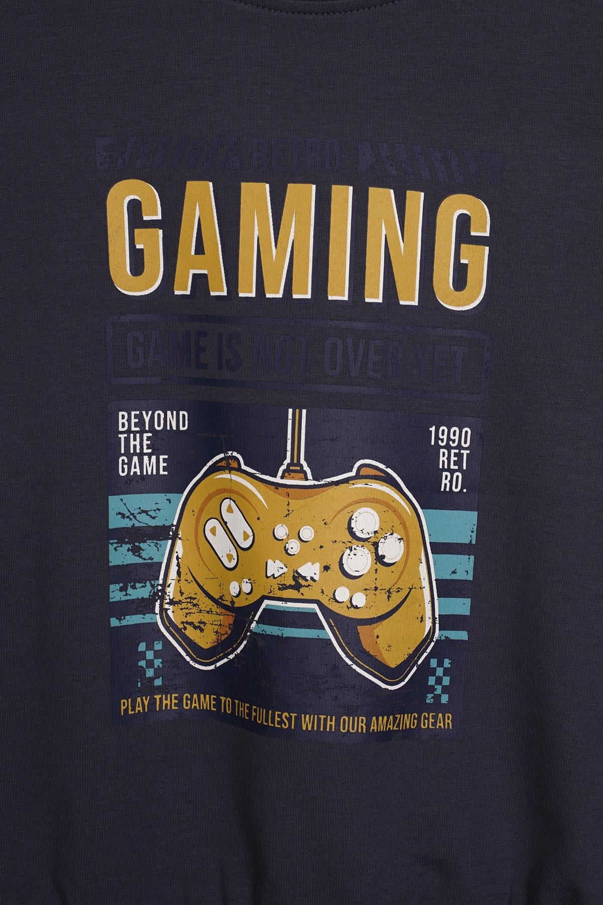 Gaming Baskılı Füme Renk Erkek Çocuk Sweatshirt