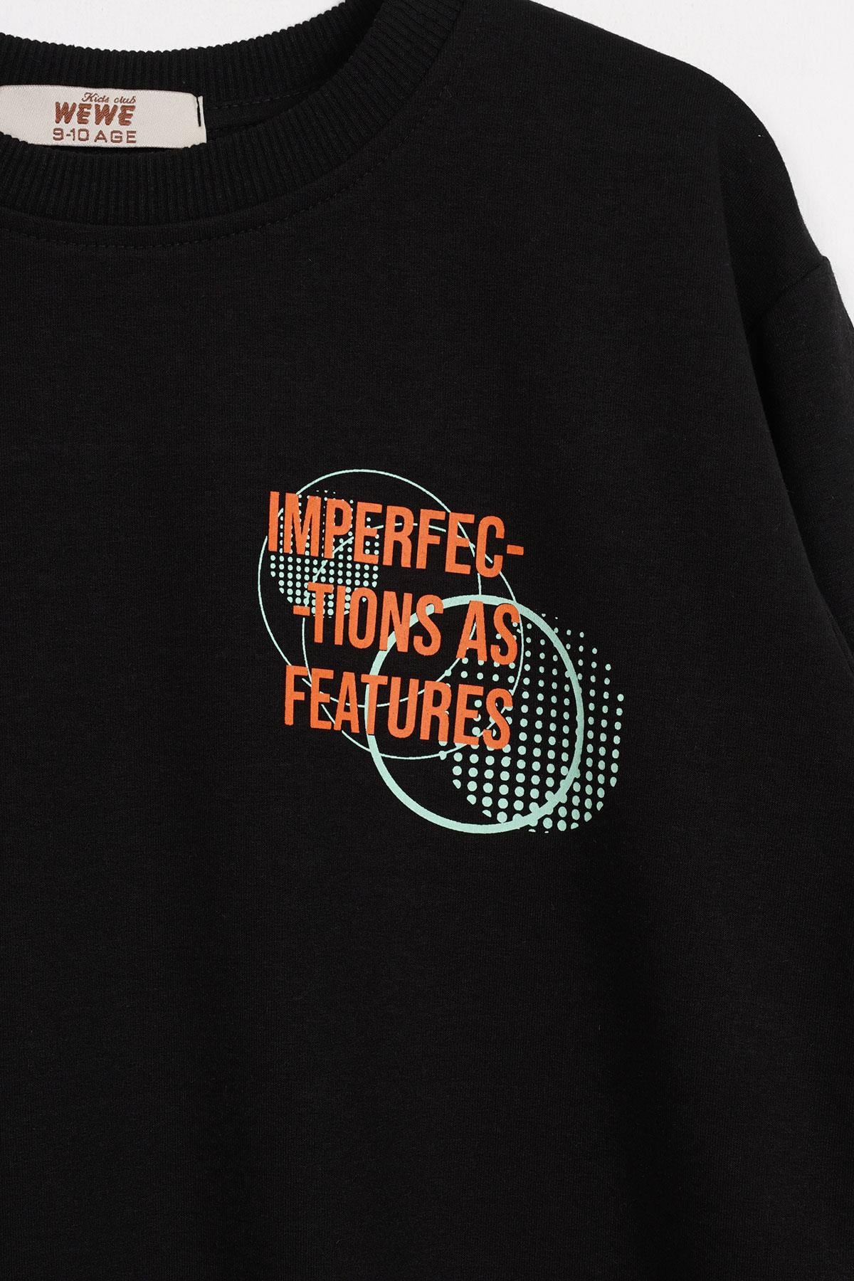 Yazı Baskılı Siyah Renk Erkek Çocuk  Sweatshirt