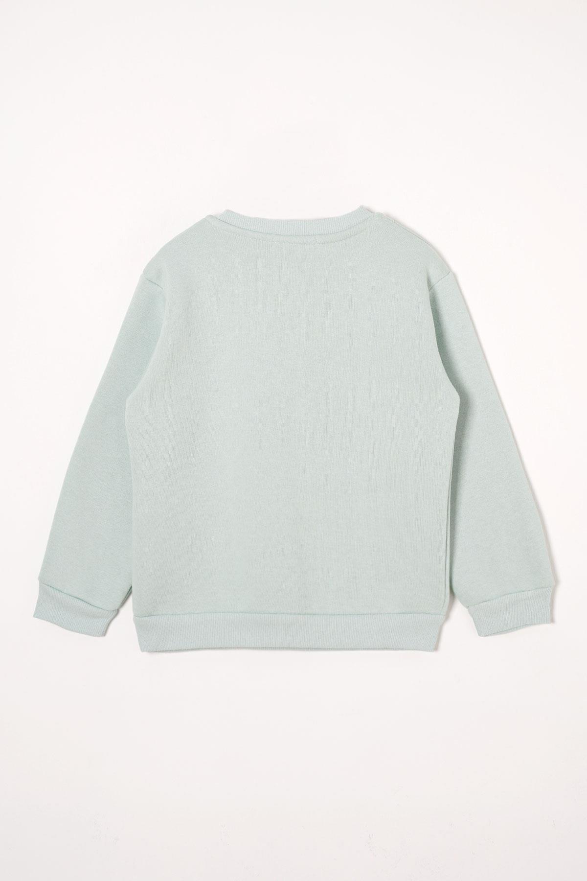 Yazı Baskılı Mint Renk Kız Çocuk Sweat