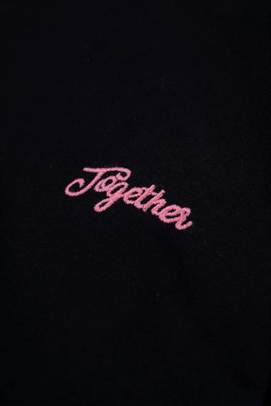 Bisiklet Yaka Uzun Kol Siyah Renk Kız Çocuk Sweatshirt