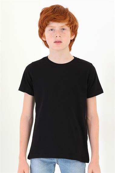 Bisiklet Yaka Kısa Kol Basic Siyah Renk Tshirt