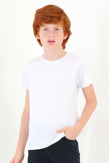 Bisiklet Yaka Kısa Kol Basic Beyaz Renk Tshirt