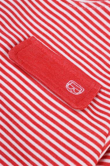 Bisiklet Yaka Uzun Kol Çizgili Kırmızı Renk Erkek Çocuk Eşofman Takımı