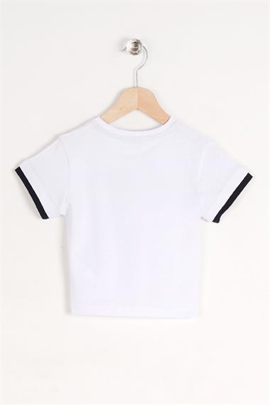 Bisiklet Yaka Kısa Kol Dreams Baskılı Kısa Kol Beyaz Renk Erkek Çocuk Tshirt