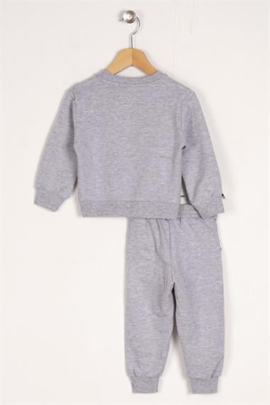 Bisiklet Yaka Uzun Kol Anımal Person Baskılı Gri Renk Erkek Çocuk Esofman Takım