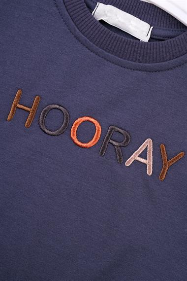 Bisiklet Yaka Uzun Kol Hooray Baskılı Antrasit Renk Erkek Çocuk İkili Takım