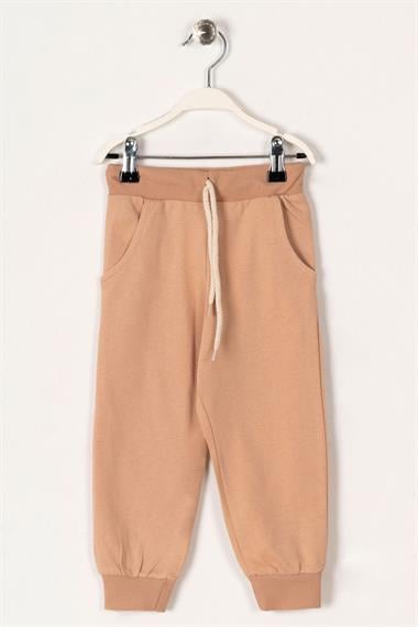 Bel Paça Lastikli Bej Renk Erkek Çocuk Esofman Tek Alt