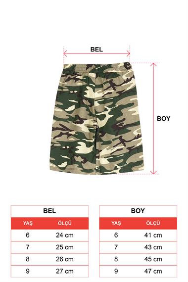 Kamuflaj Baskı Haki Renk Erkek Çocuk Kapri