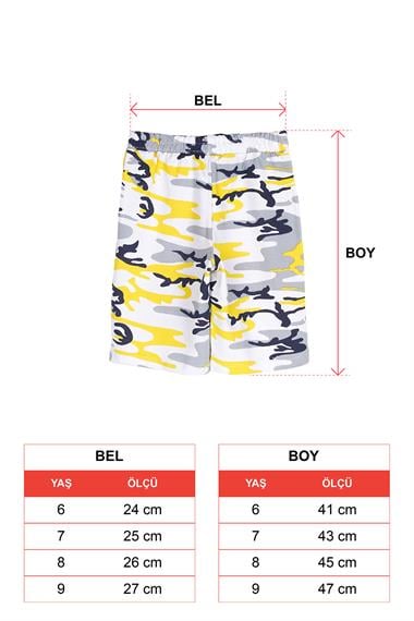 Kamuflaj Baskı Sarı Renk Erkek Çocuk Kapri