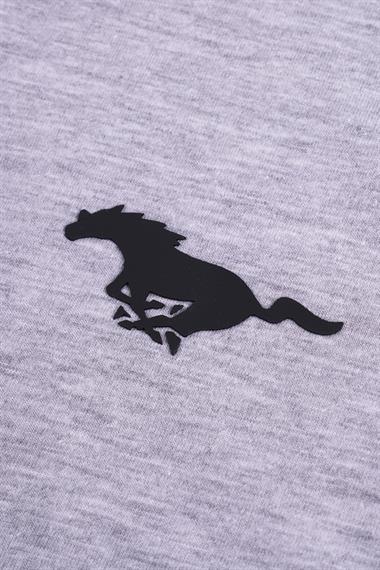 Bisiklet Yaka Kısa Kol Baskılı Gri Renk Erkek Çocuk Tshirt