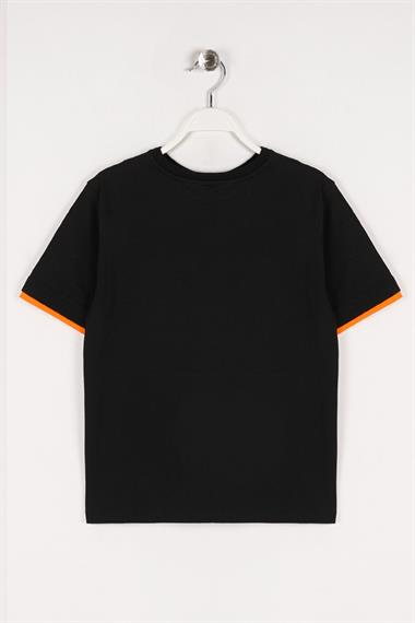 Bisiklet Yaka Kısa Kol Freedom Baskılı Siyah Renk Erkek Çocuk Tshirt