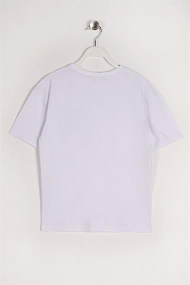 Bisiklet Yaka Kısa Kol Timeless Baskılı Beyaz Renk Erkek Çocuk Tshirt