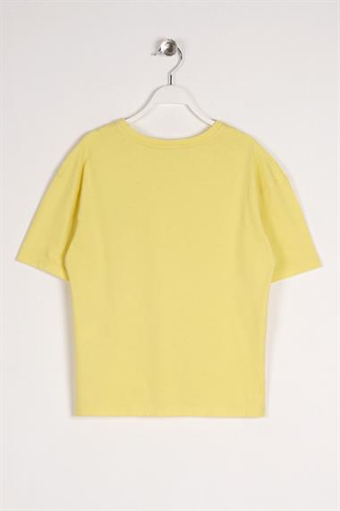 Bisiklet Yaka Kısa Kol Timeless Baskılı Açık Sarı Renk Erkek Çocuk Tshirt