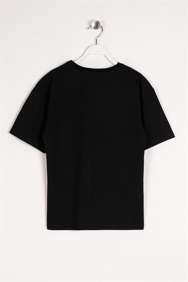 Bisiklet Yaka Kısa Kol Timeless Baskılı Siyah Renk Erkek Çocuk Tshirt