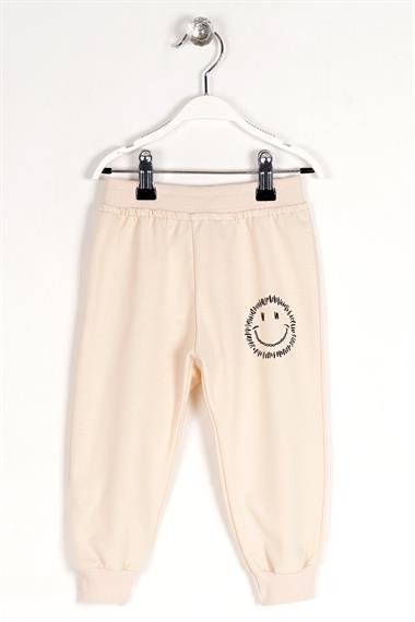 Beli Paçası Lastikli Taş Rengi Kız Çocuk Eşofman Tek Alt