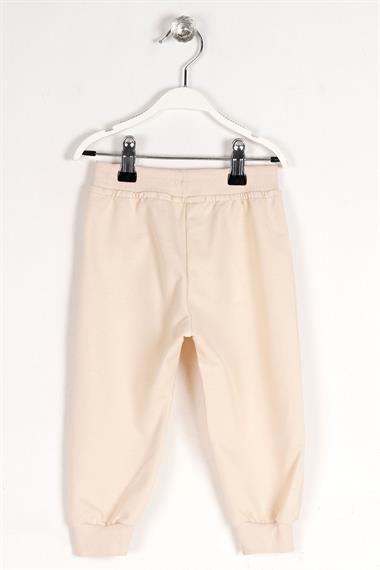 Beli Paçası Lastikli Taş Rengi Kız Çocuk Eşofman Tek Alt