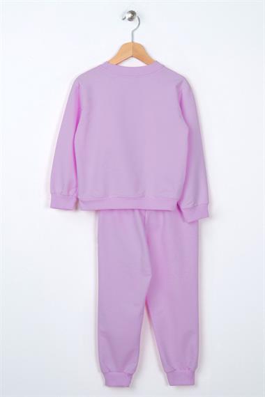 Bisiklet Yaka Uzun Kol Onu Sus Cep Kapaklı Lila Renk Esofman Takım