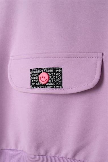 Bisiklet Yaka Uzun Kol Onu Sus Cep Kapaklı Lila Renk Esofman Takım