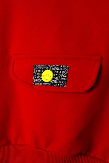 Bisiklet Yaka Uzun Kol Onu Sus Cep Kapaklı Kırmızı Renk Esofman Takım