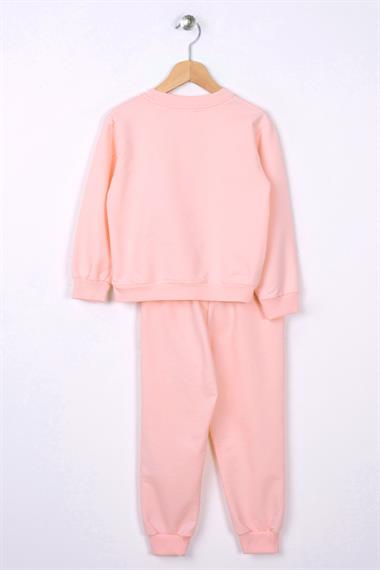 Bisiklet Yaka Uzun Kol Onu Sus Cep Kapaklı Somon Renk Esofman Takım