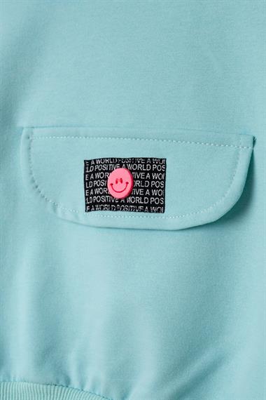 Bisiklet Yaka Uzun Kol Onu Sus Cep Kapaklı Su Yeşil Renk Esofman Takım