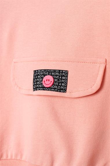 Bisiklet Yaka Uzun Kol Onu Sus Cep Kapaklı Somon Renk Esofman Takım