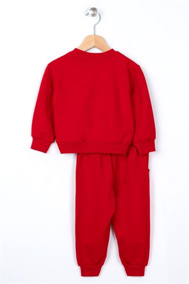 Bisiklet Yaka Uzun Kol Onu Sus Cep Kapaklı Kırmızı Renk Esofman Takım