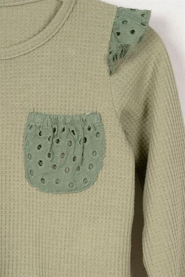 Bisiklet Yaka Uzun Kol Ceplı Cagla Yesil Renk Kız Çocuk Esofman Takım